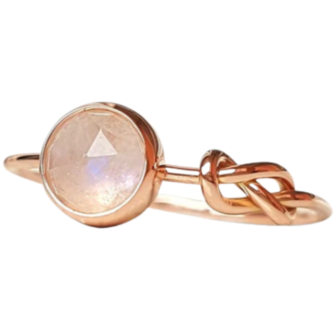 Pink Opal Lucky Knot Infinity Ring